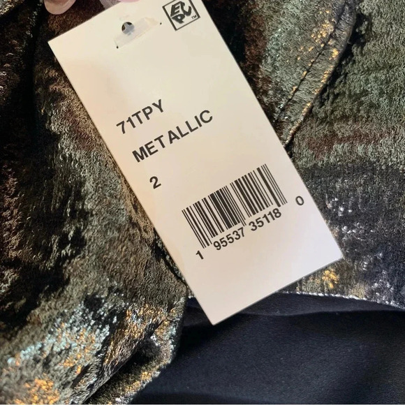 French Connection Alara Metallic Flutter Sleeve Cutout Minidress Gold Size 2 NWT - Picture 6 of 10